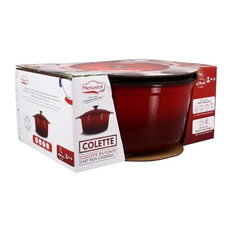 Cocotte MENASTYL Ronde Rouge 7L - Style et qualité en fonte acier