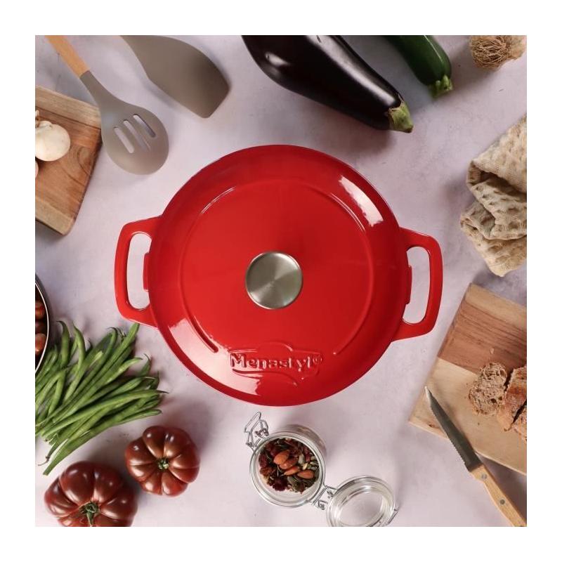 Cocotte MENASTYL Ronde Rouge 7L - Style et qualité en fonte acier