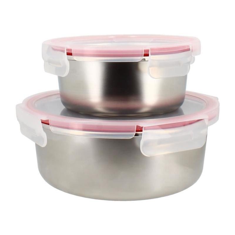 Lot de 2 boîtes hermétiques MENASTYL en acier inoxydable - 15 et 20 cm