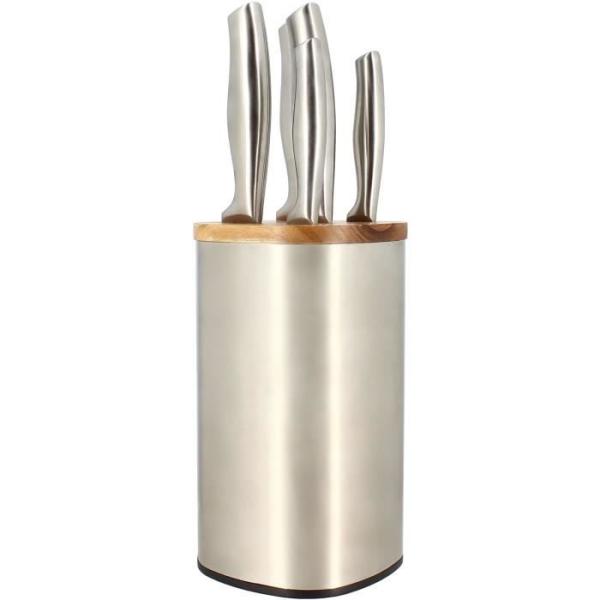 Bloc de couteaux 5 pieces - MENASTYL - 5041070 - En acier inoxydable - Bois