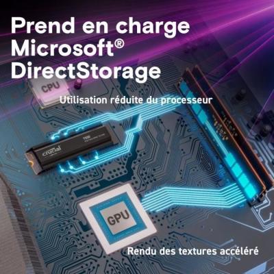 SSD Crucial T500 1 To PCIe Gen4 NVMe M.2 PS5 avec Dissipateur