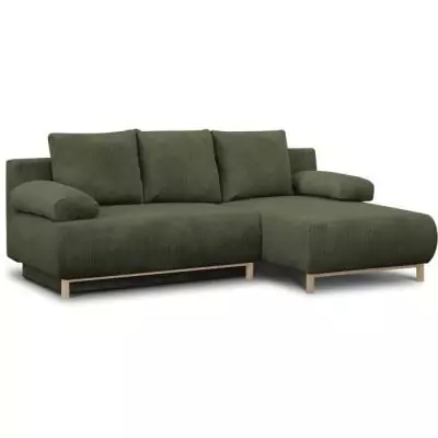 Canapé d'angle droit convertible MIKA 3 places - Vert Kaki