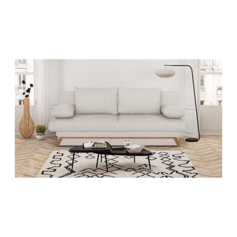 Banquette convertible 3 places beige avec coffre de rangement