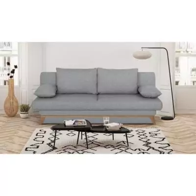Banquette convertible 3 places NAOTO gris clair - Coffre de rangement Banquette convertible 3 places NAOTO gris clair - Coffre de rangement
