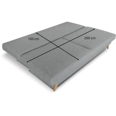 Banquette convertible 3 places NAOTO gris clair - Coffre de rangement