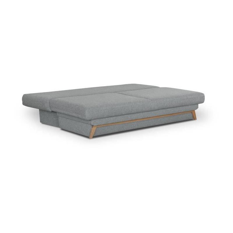 Banquette convertible 3 places NAOTO gris clair - Coffre de rangement