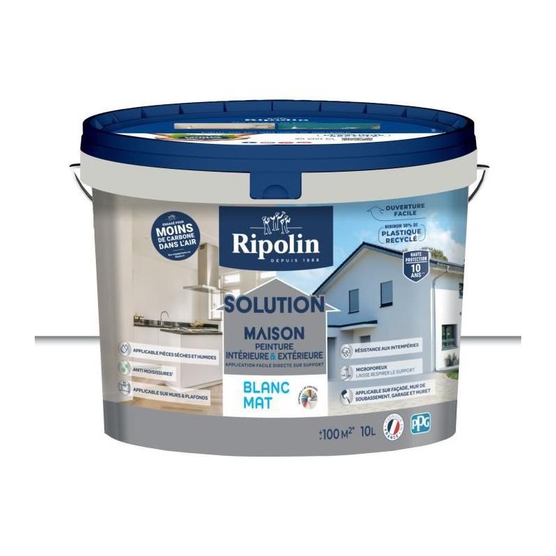 Peinture mat Solution maison blanc 10L - RIPOLIN