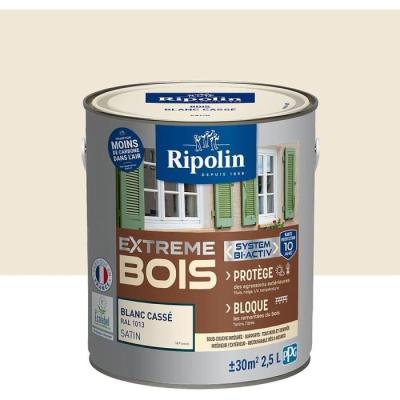 Peinture Extrême bois - Blanc cassé RAL 1013 satin - RIPOLIN - 2,5 L
