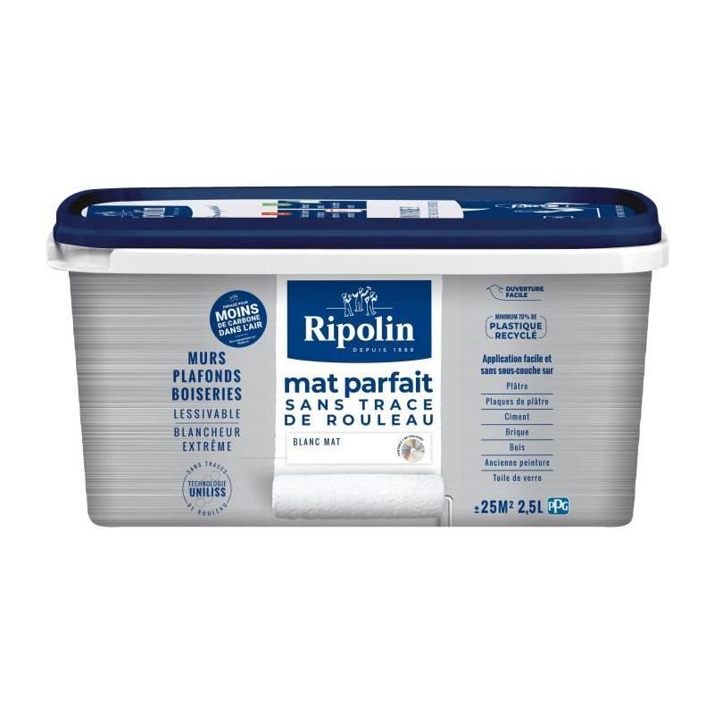 Peinture Mat Parfait pour Murs et Plafonds - Blanc Mat - RIPOLIN 2,5L