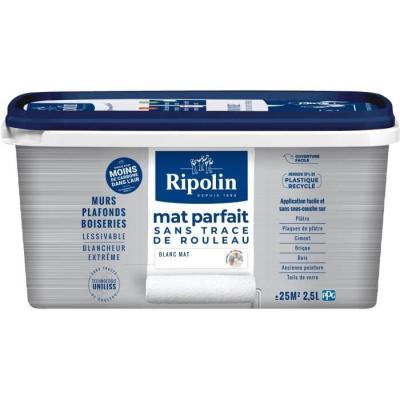 Peinture Mat Parfait pour Murs et Plafonds - Blanc Mat - RIPOLIN 2,5L