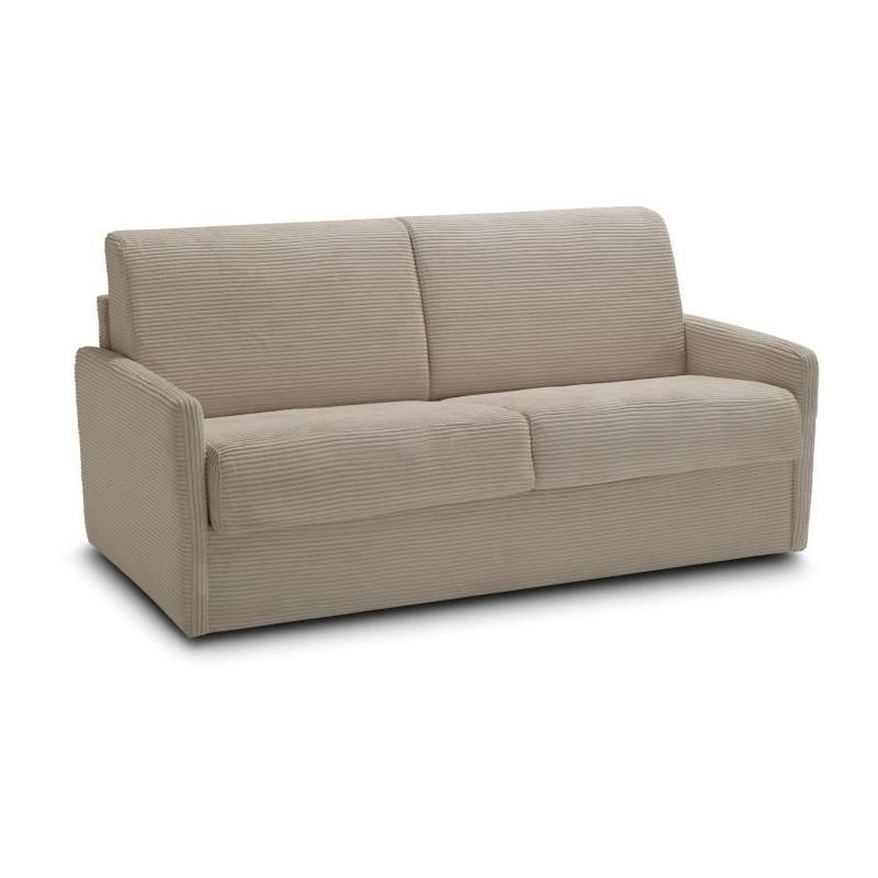 Canapé convertible express 3 places LINCOLN - Tissu Beige