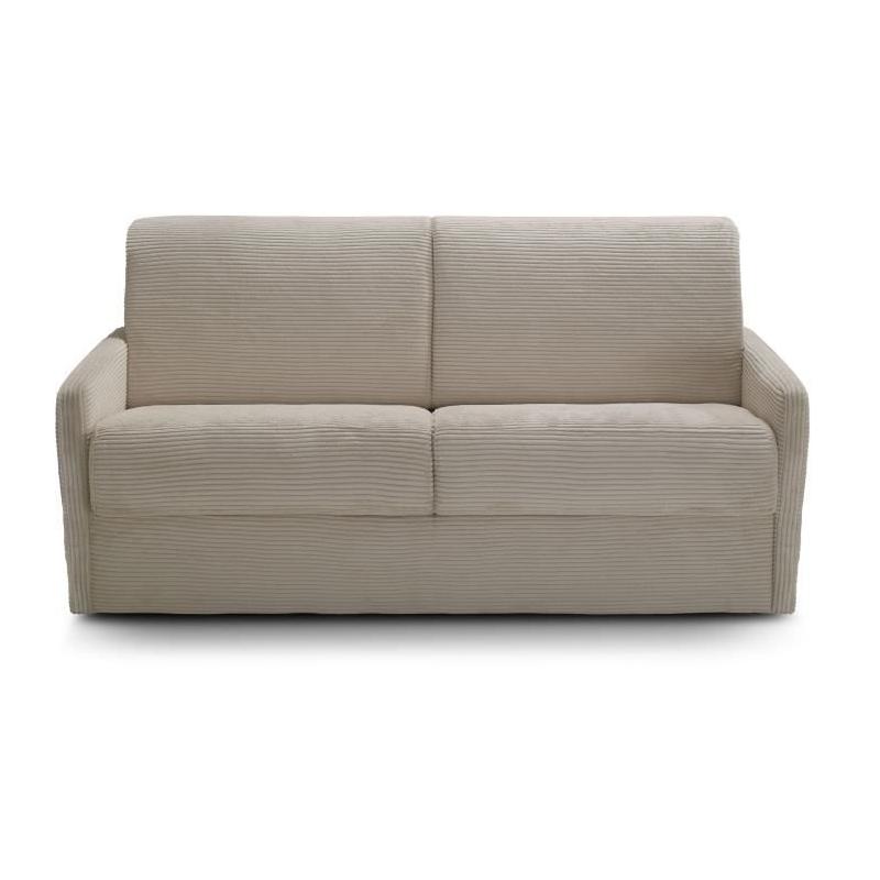 Canapé convertible express 3 places LINCOLN - Tissu Beige
