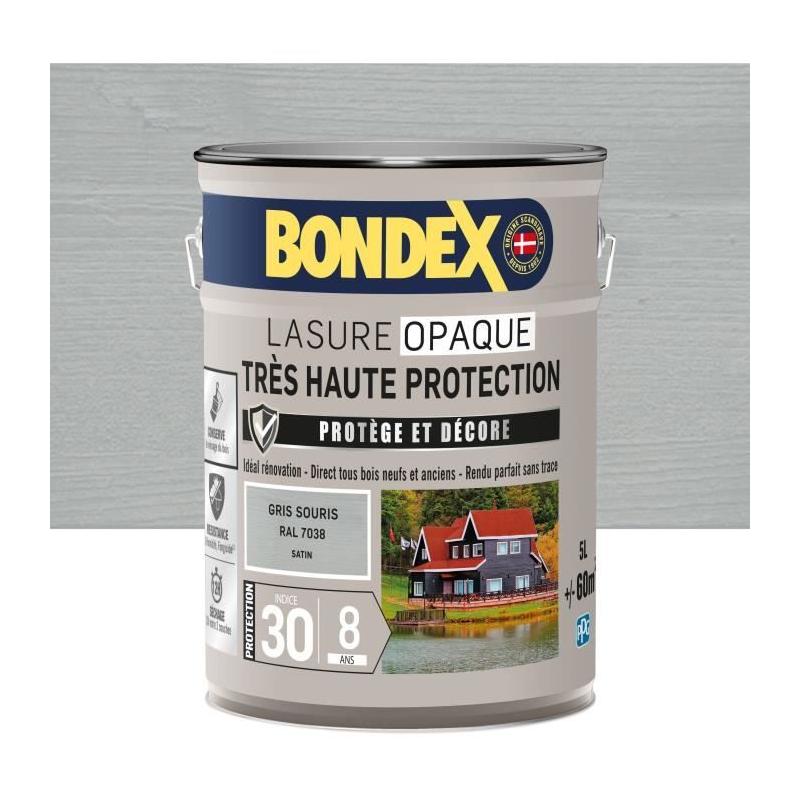 Lasure opaque haute protection - Gris souris RAL 7038 satin - 5 L Bondex