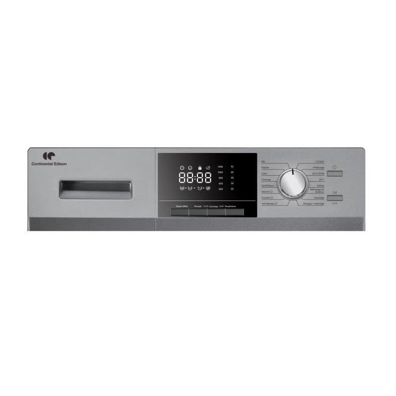 Lave-linge hublot 8kg Continental Edison 1400 trs/min Silver