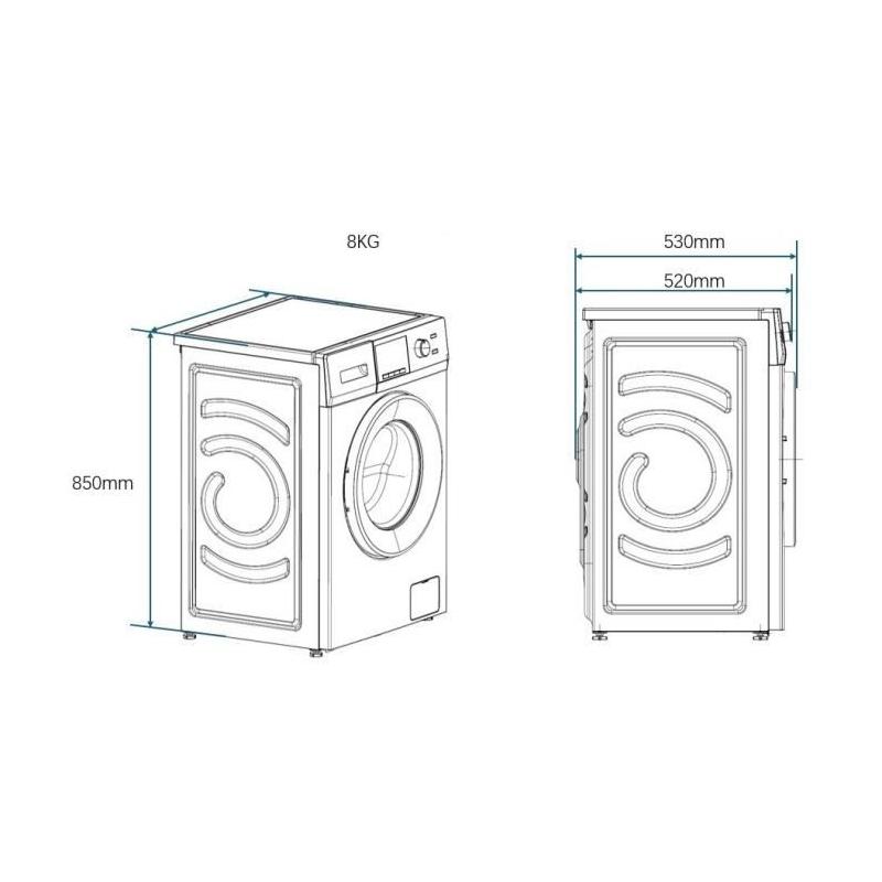 Lave-linge hublot 8kg Continental Edison 1400 trs/min Silver