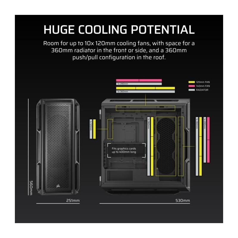 Boîtier PC CORSAIR Série 5000T Noir - Moyen tour