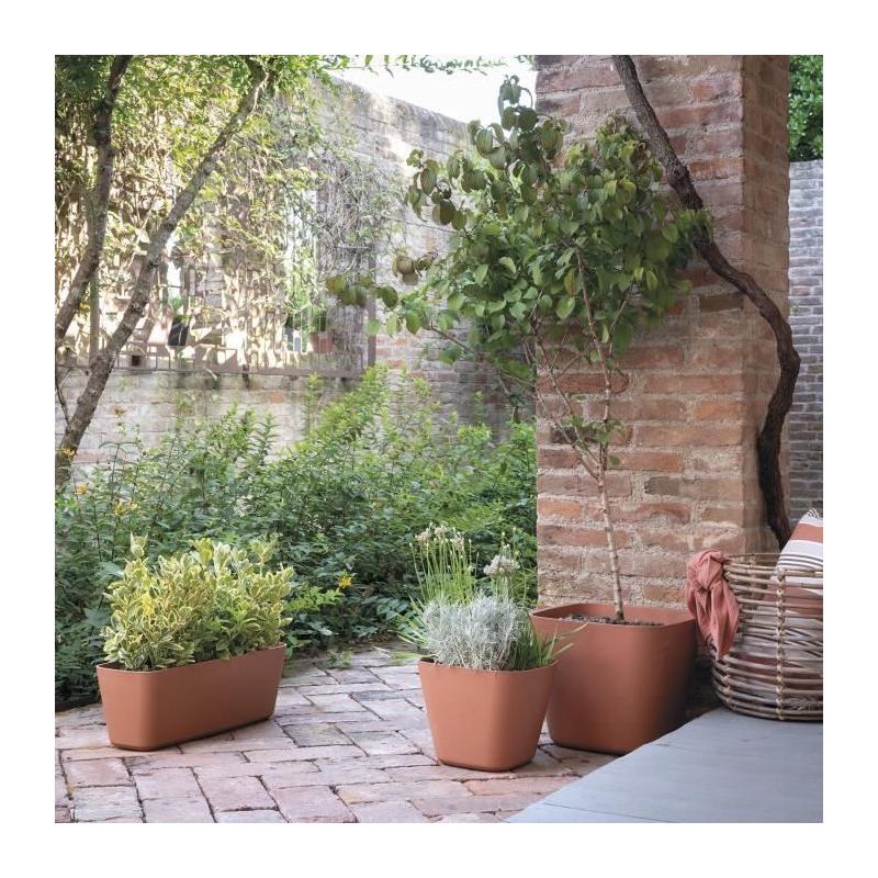 Pot de fleurs carré DEROMA Origin 12 L - Terre cuite