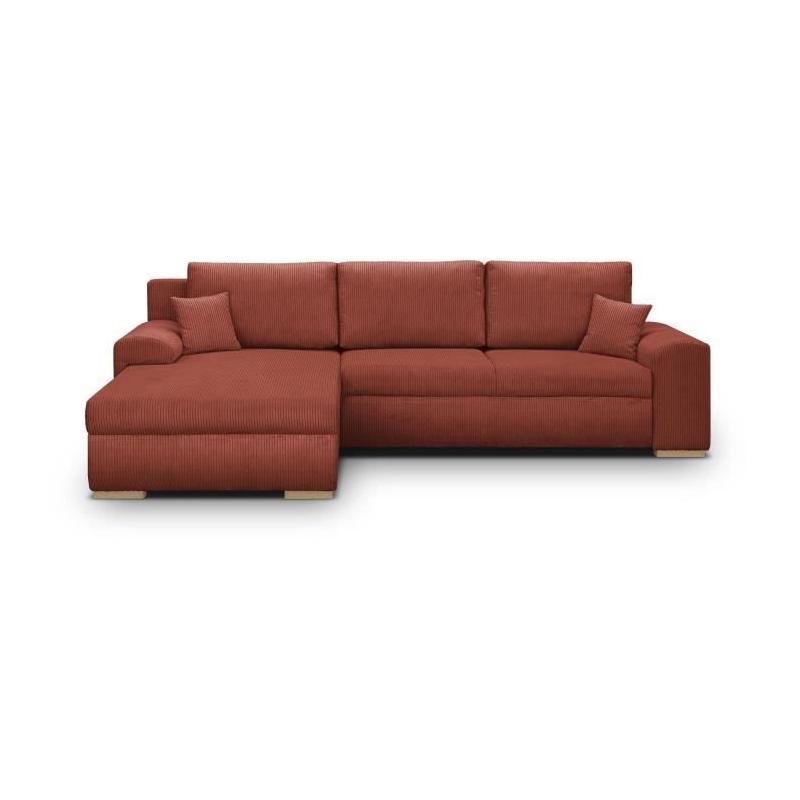 Canapé d'angle convertible 5 places INDIAN Velours Rouille