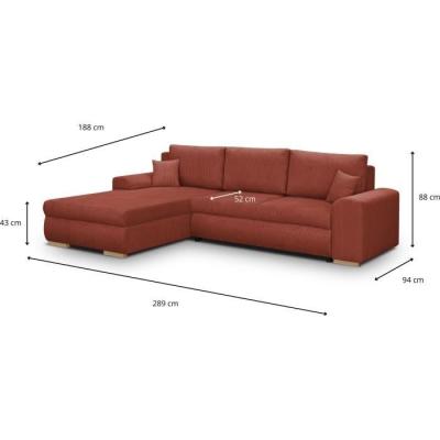 Canapé d'angle convertible 5 places INDIAN Velours Rouille