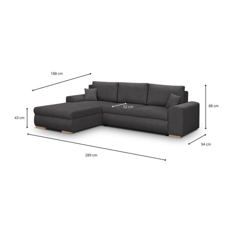 Canapé d'angle convertible 5 places INDIAN Gris foncé