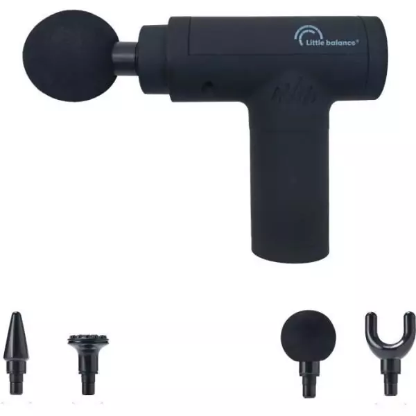 Pistolet massant - LITTLE BALANCE - Sport Relax - 6 vitesses - 4 tetes - Noir