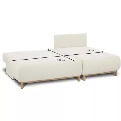 Canapé d'angle droit convertible MIKA - Tissu écru bouclettes Canapé d'angle droit convertible MIKA - Tissu écru bouclettes