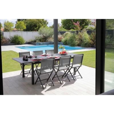 Table de jardin extensible en aluminium - LOUISIANE - 8/10 places