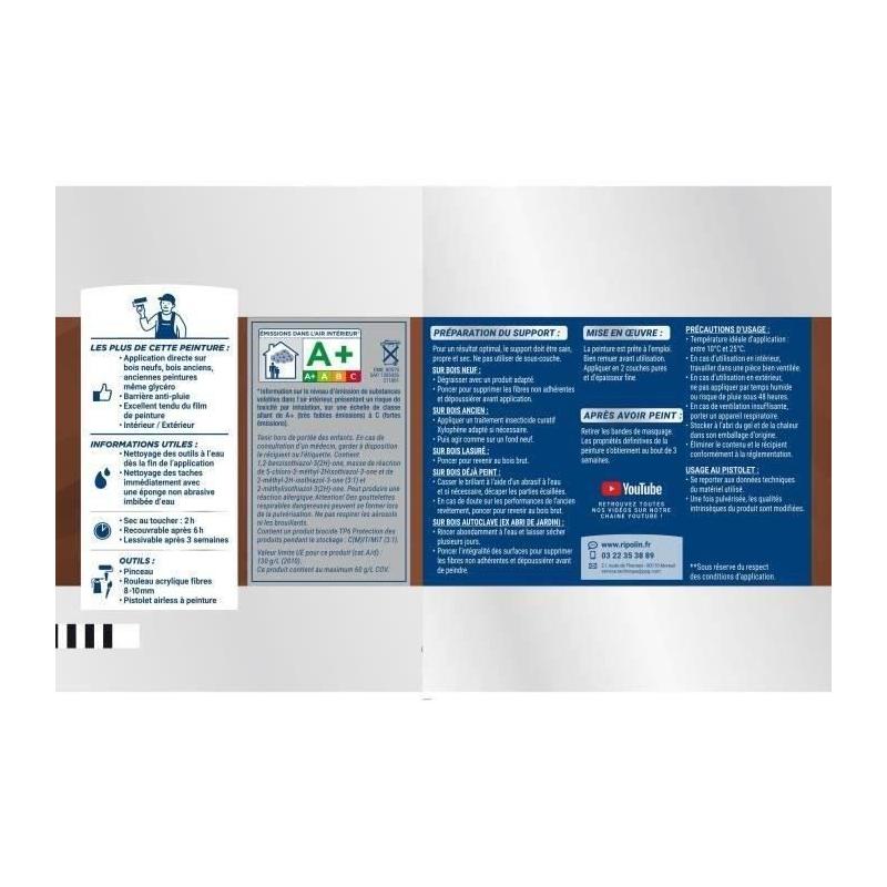 Peinture Bois Satin Haute Protection 10 ans - Bleu océan
