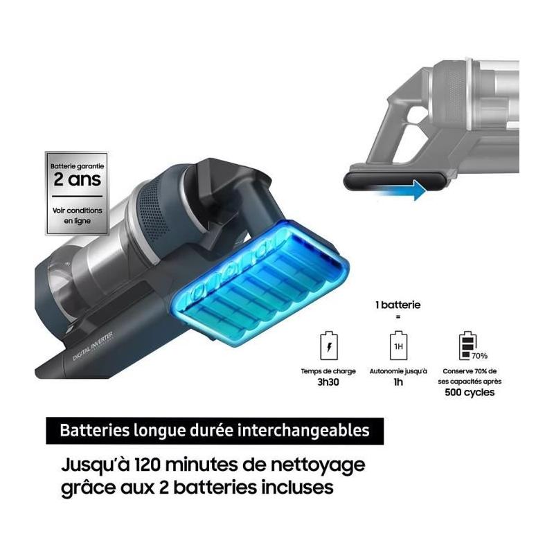 Aspirateur Balai Samsung Bespoke Jet Plus: 210 AW, 2 Batteries