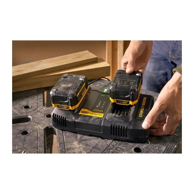 Double Chargeur 18V 4A Compatible avec Batteries Gamme V20 - STANLEY FATMAX
