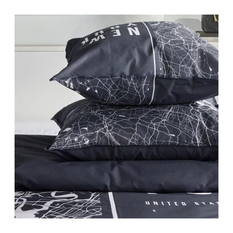 Parure de lit TODAY JAVA 240x220cm Coton Imprimé New York - Noir