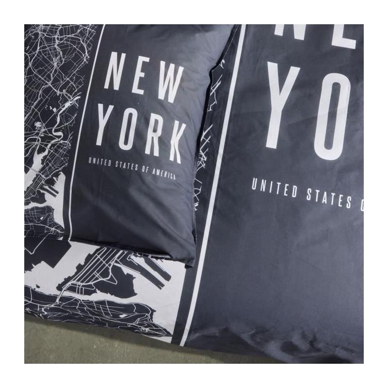 Parure de lit TODAY JAVA 240x220cm Coton Imprimé New York - Noir