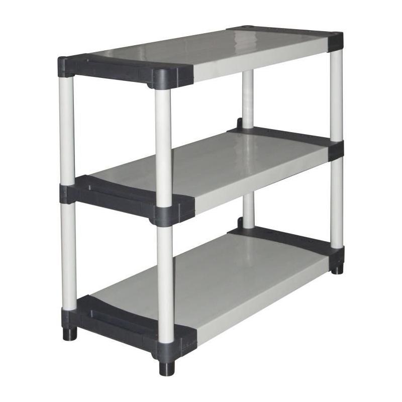 Étagère plastique TOOD 3 tablettes - Charge 80 kg - Noir/gris