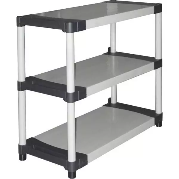 Étagere plastique - TOOD - 3 tablettes - Charge 80 kg par tablette - 80x40x85 cm - Noir/gris