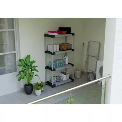 Étagère plastique TOOD 4 tablettes 80x40x168 cm Noir/gris