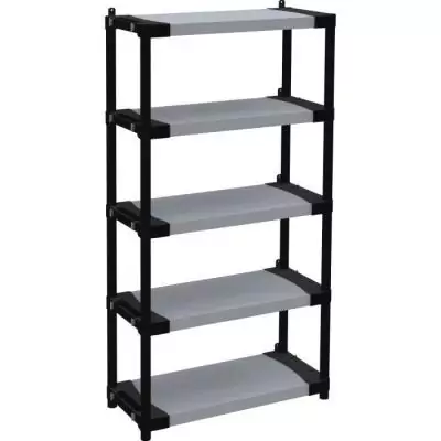 Étagère plastique TOOD 5 tablettes - Charge 80 kg - Noir/gris