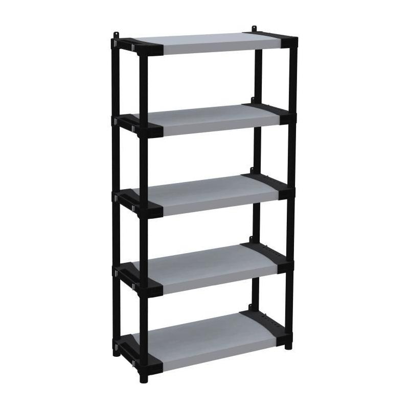Étagère plastique TOOD 5 tablettes - Charge 80 kg - Noir/gris
