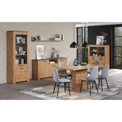Buffet en Mélamine Chêne Artisan et Gris Ardoise - Style Moderne - L180 x P40 x H83 cm