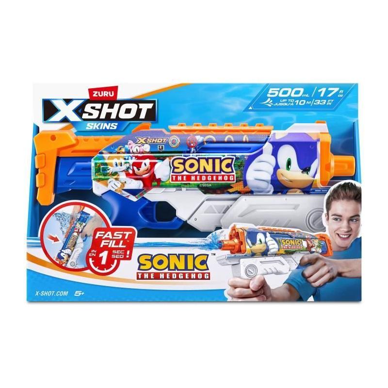 Pistolet à eau ZURU X-SHOT Skins Sonic Hyperload - Rafale en 1 sec
