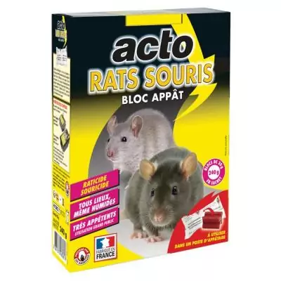Appât pour rats et souris ACTO - 12 blocs de 20 g - Efficacité redoutable!