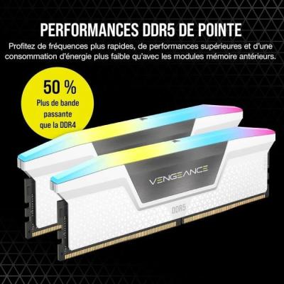 Corsair Vengeance RGB DDR5 32 Go - 6000 MHz Blanc