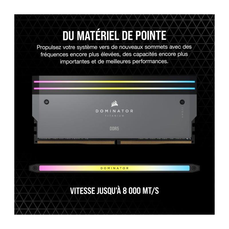 Mémoire vive CORSAIR 64Go DDR5 6000 MHz RGB - Dual Channel