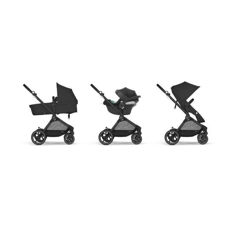 Pack Poussette Trio CYBEX EOS BLACK Moon Black : 2en1 avec siège auto Aton B2 i-size