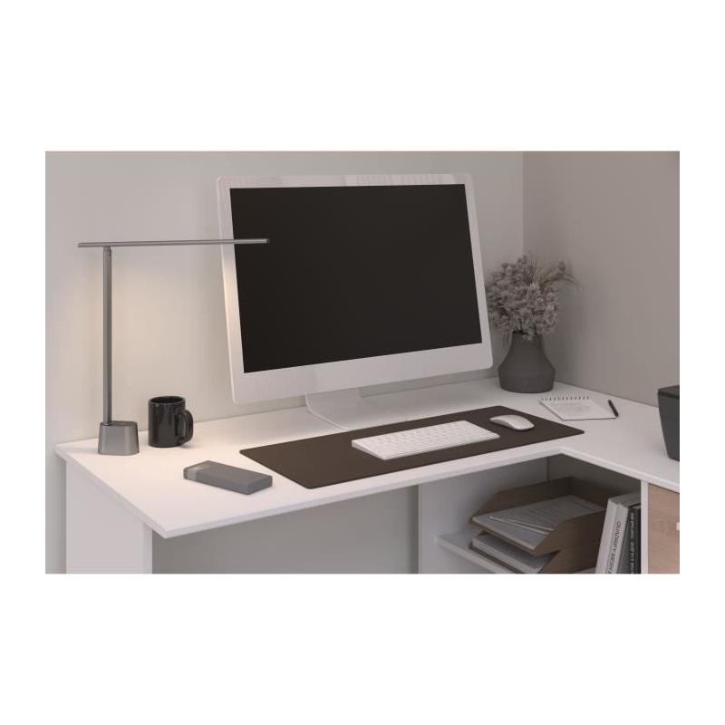 Bureau d'angle 3 tiroirs ESSENTIEL Blanc/Chene - PARISOT