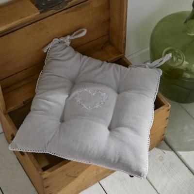 Assise matelassée - TODAY - CHARME Chambray x Petite Broderie - 40 x 40 cm