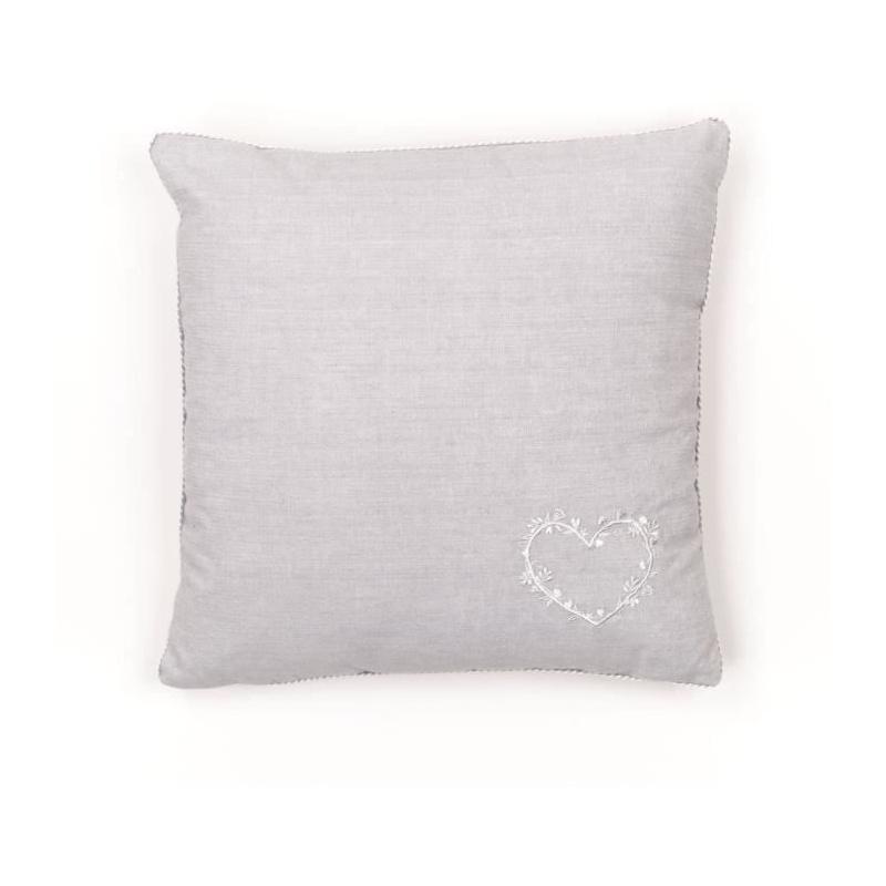 Coussin de chaise chambray avec broderie - Constance