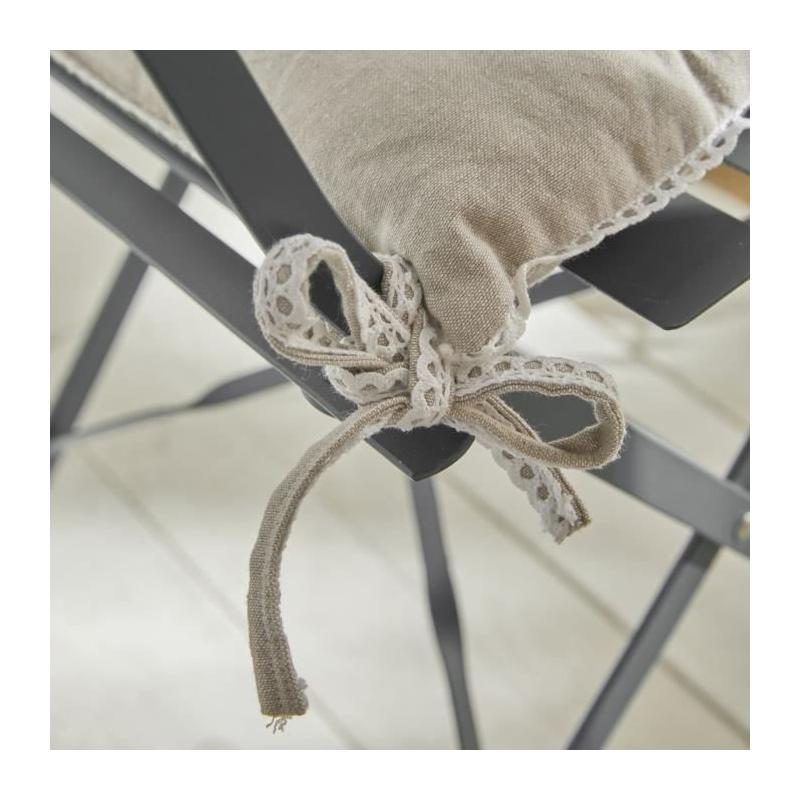 Assise matelassée TODAY CHARME Chambray x Petite Broderie Berenice - 40 x 40 cm
