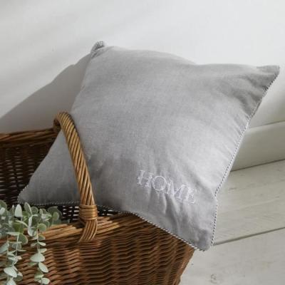 Coussin Charme Chambray x Broderie Capucine - 40 x 40 cm