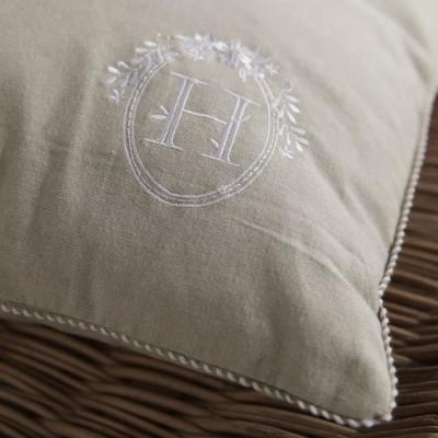 Coussin TODAY CHARME Chambray x Broderie Berenice 40x40 cm