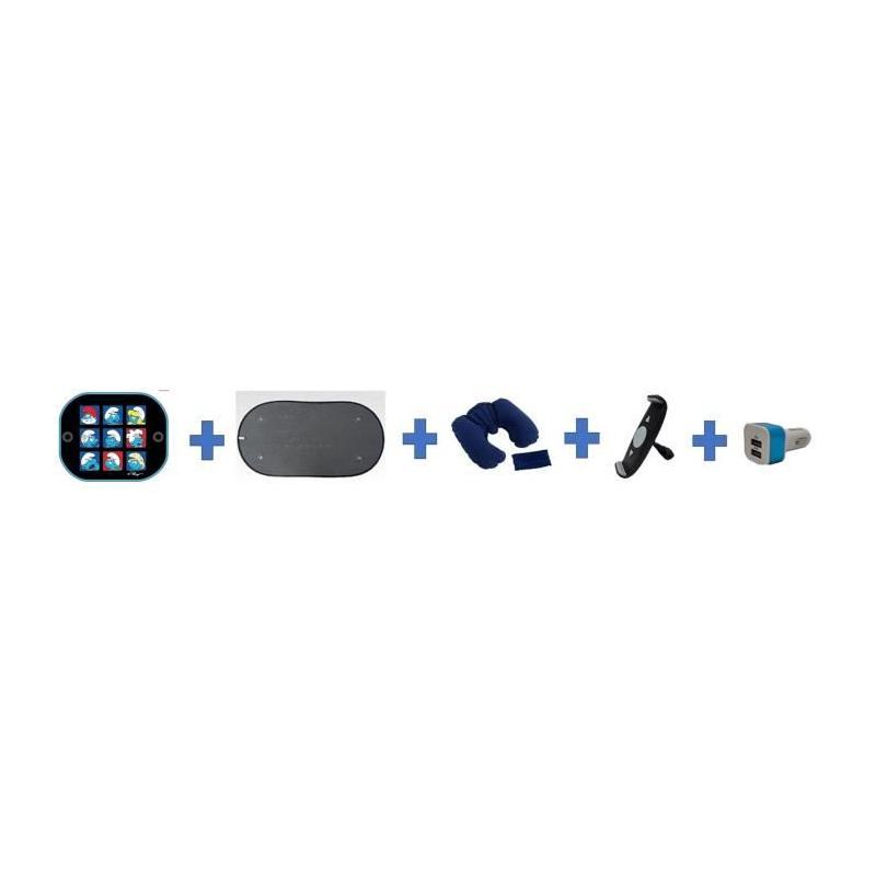 Kit été pour voiture - HTC EQUIPEMENT - Prêt pour les vacances - Pare-soleil, coussin nuque, support tablette